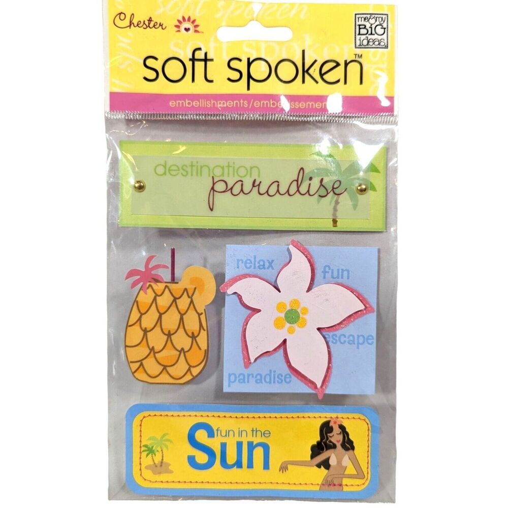 Chester Tropical Vacation Soft Spoken Scrapbook Embellishments Flower Gift NEW